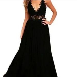 Faded Rose Black Crochet Accent Maxi Dress sz 2X